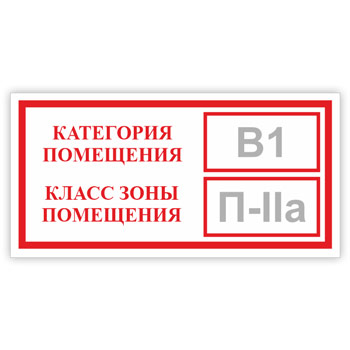 Знак «Категория помещения, класс зоны помещения», B05.1 (пластик, 300х150 мм)